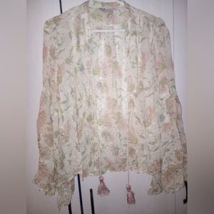 Zara Bell Sleeve Sheer Cardigan